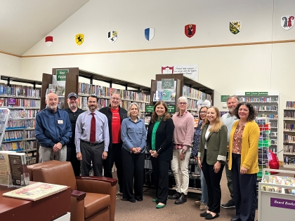 New Glarus Library group photo with Sec. Blumenfeld