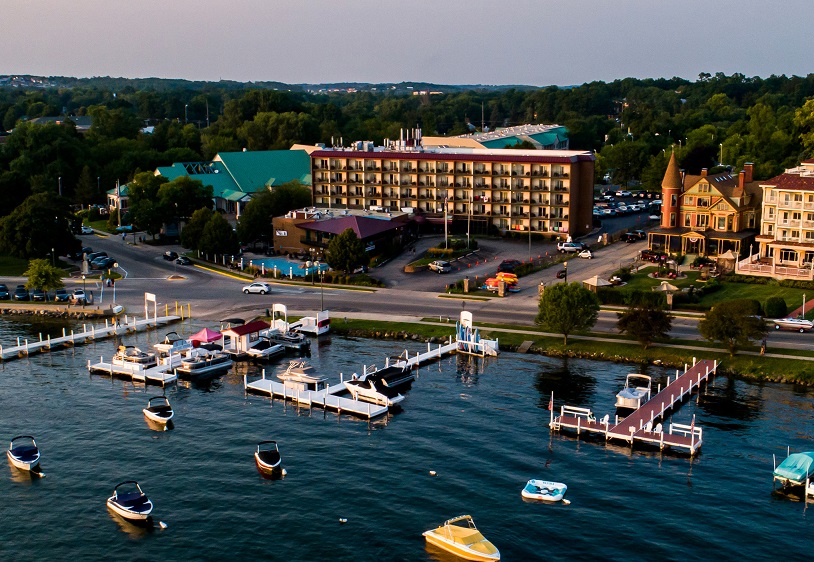 Aerial View of Harbor Shore